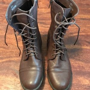 Brown combat boots